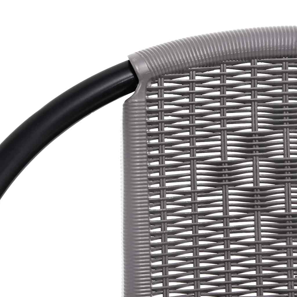 Garden Chair | Set of 2 | Black | Plastic Rattan, Steel | Standard