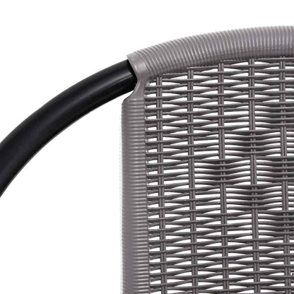 Garden Chair | Set of 2 | Black | Plastic Rattan, Steel | Standard
