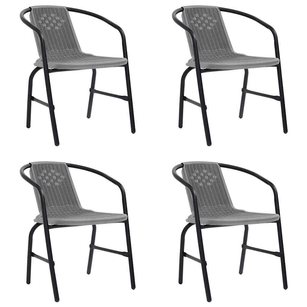 Garden Chair | Set of 4 | Black | Plastic rattan, steel | Standard