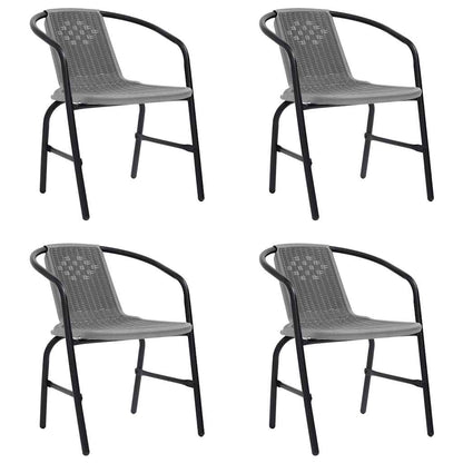 Garden Chair | Set of 4 | Black | Plastic rattan, steel | Standard