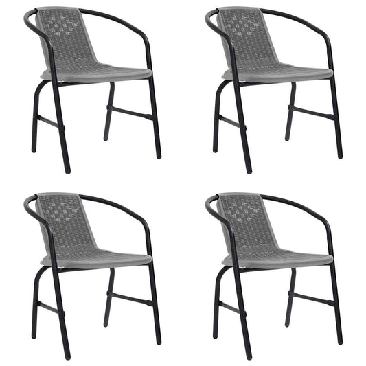 Garden Chair | Set of 4 | Black | Plastic rattan, steel | Standard