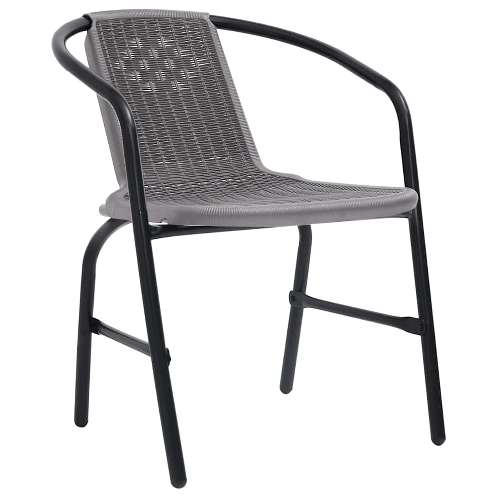 Garden Chair | Set of 4 | Black | Plastic rattan, steel | Standard