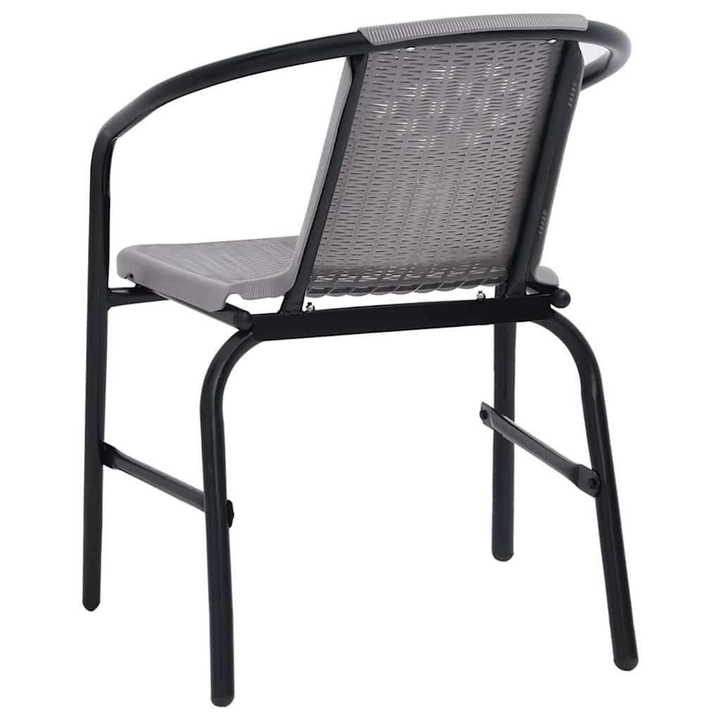 Garden Chair | Set of 4 | Black | Plastic rattan, steel | Standard