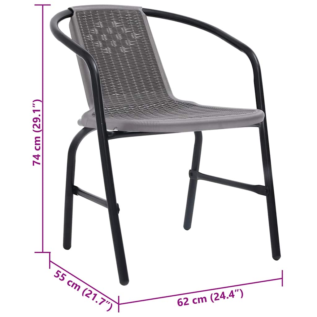 Garden Chair | Set of 4 | Black | Plastic rattan, steel | Standard