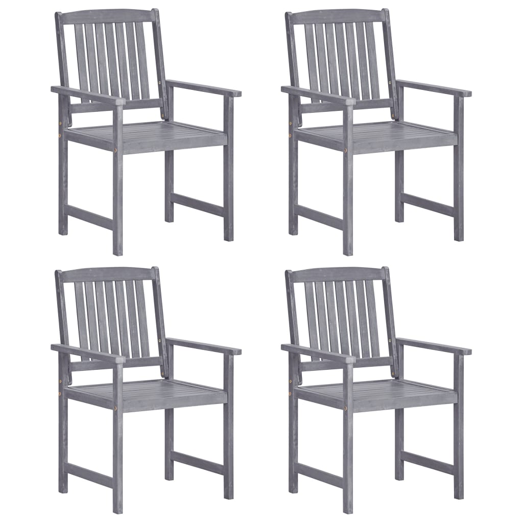 Garden Chair | Set of 4 | Grey | Solid Acacia wood | Standard | Durable