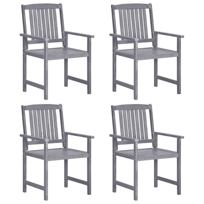 Garden Chair | Set of 4 | Grey | Solid Acacia wood | Standard | Durable