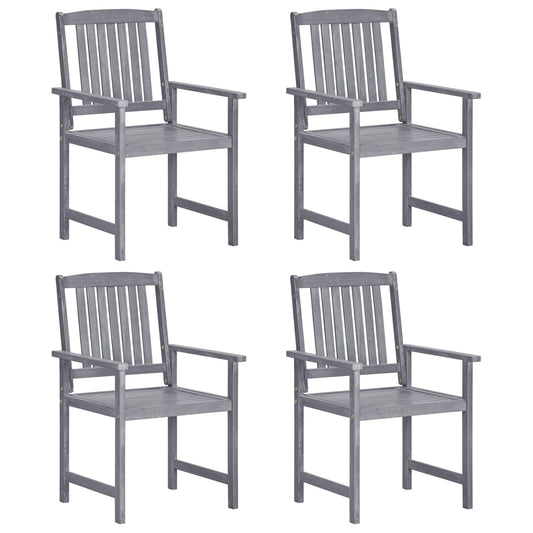 Garden Chair | Set of 4 | Grey | Solid Acacia wood | Standard | Durable
