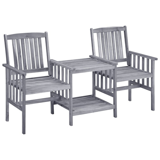 Garden Chair With Tea Table | Grey | Solid Acacia Wood | Medium | Durable