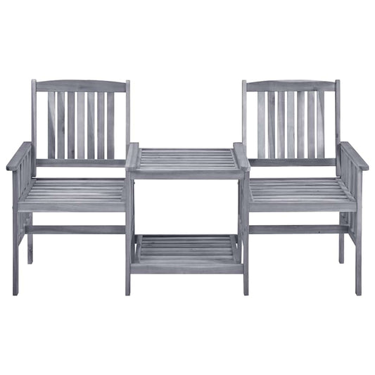 Garden Chair With Tea Table | Grey | Solid Acacia Wood | Medium | Durable