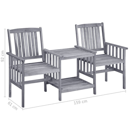 Garden Chair With Tea Table | Grey | Solid Acacia Wood | Medium | Durable