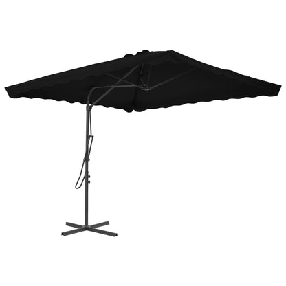 Garden Parasol | Black | Polyester, Powder-Coated Steel | Large