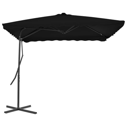Garden Parasol | Black | Polyester, Powder-Coated Steel | Large