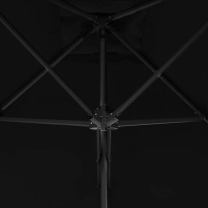 Garden Parasol | Black | Polyester, Powder-Coated Steel | Large