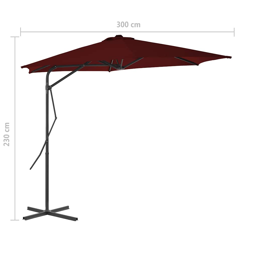 Garden Parasol with Steel Pole Bordeaux Red 300x230 cm