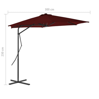 Garden Parasol with Steel Pole Bordeaux Red 300x230 cm