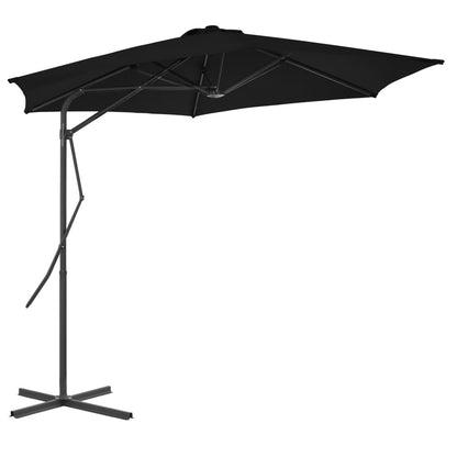 Garden Parasol | Black | Polyester, Powder-Coated Steel | Large