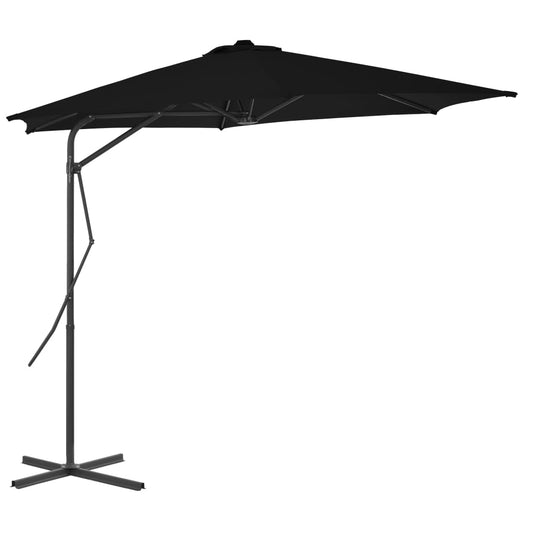 Garden Parasol | Black | Polyester, Powder-Coated Steel | Large