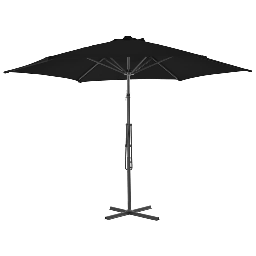 Garden Parasol | Black | Polyester, Powder-Coated Steel | Large