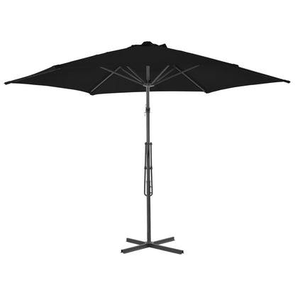 Garden Parasol | Black | Polyester, Powder-Coated Steel | Large