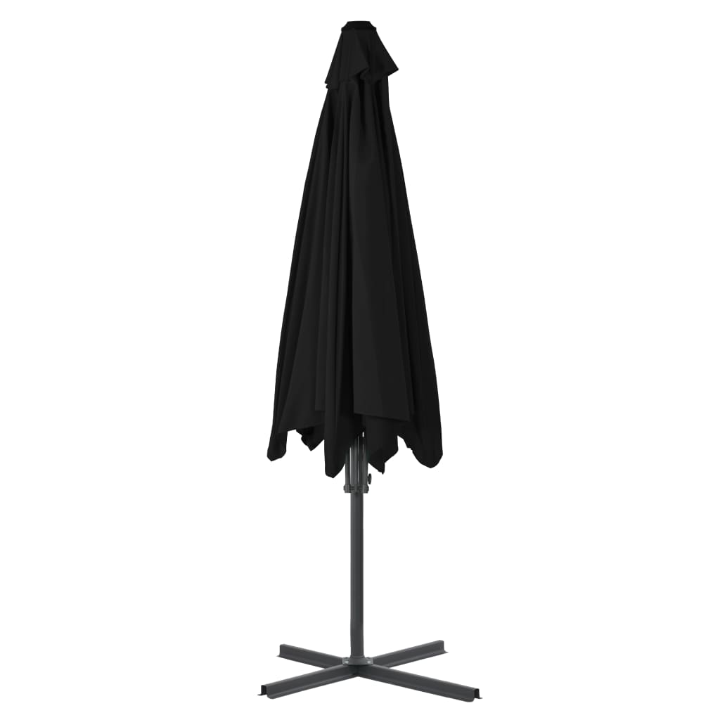 Garden Parasol | Black | Polyester, Powder-Coated Steel | Large