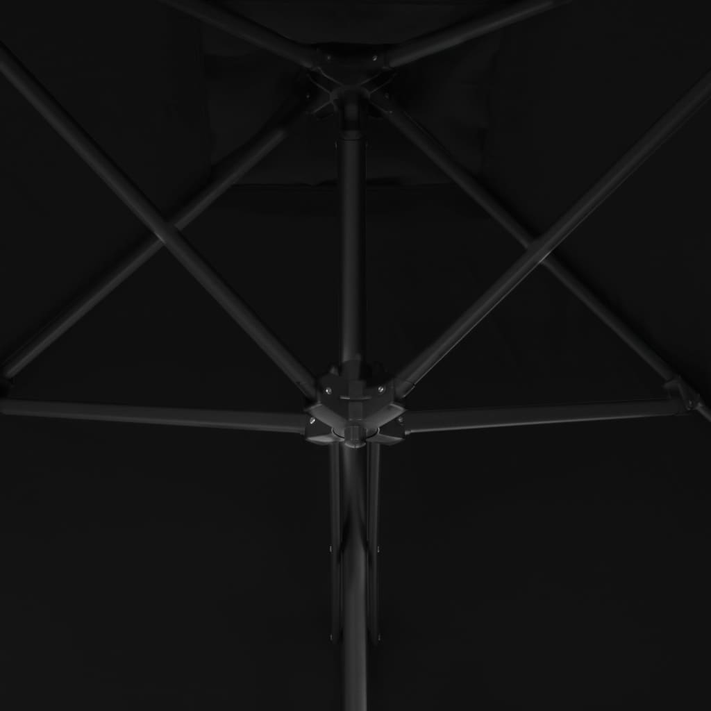 Garden Parasol | Black | Polyester, Powder-Coated Steel | Large