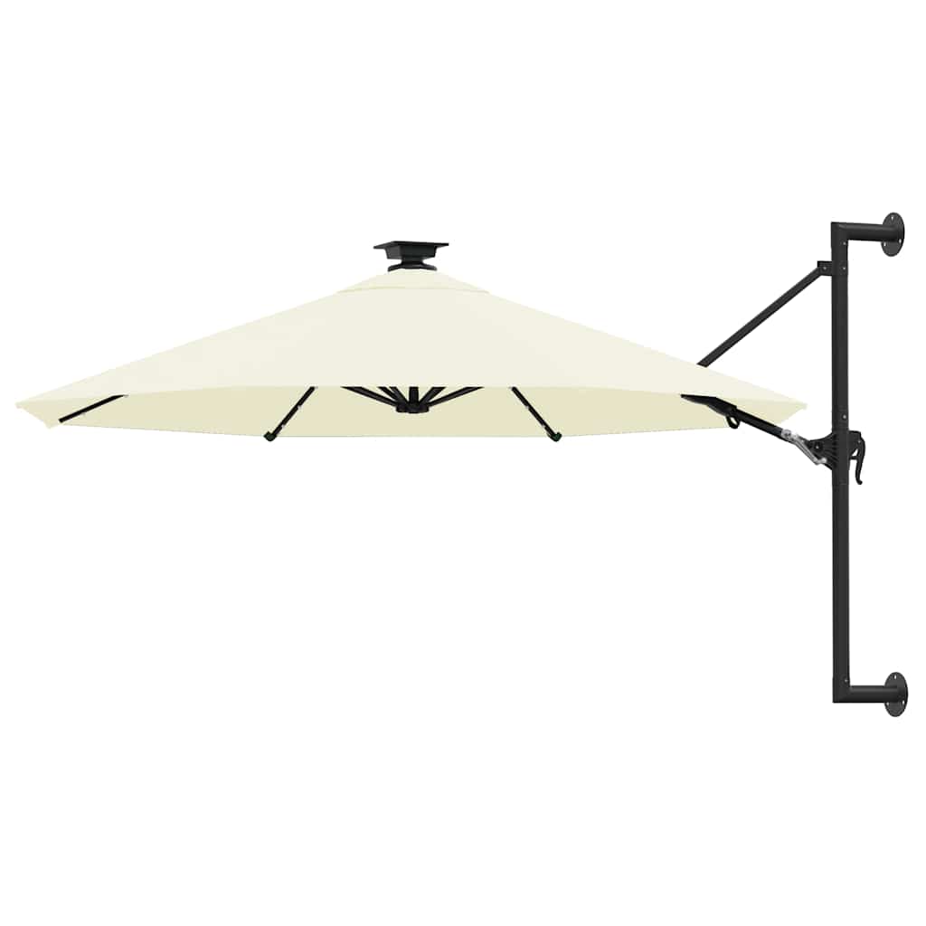 Wall-mounted Garden Parasol with LEDs 300 cm Sand
