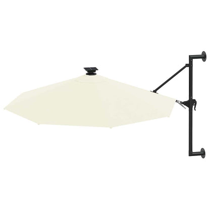 Wall-mounted Garden Parasol with LEDs 300 cm Sand