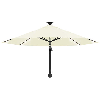 Wall-mounted Garden Parasol with LEDs 300 cm Sand