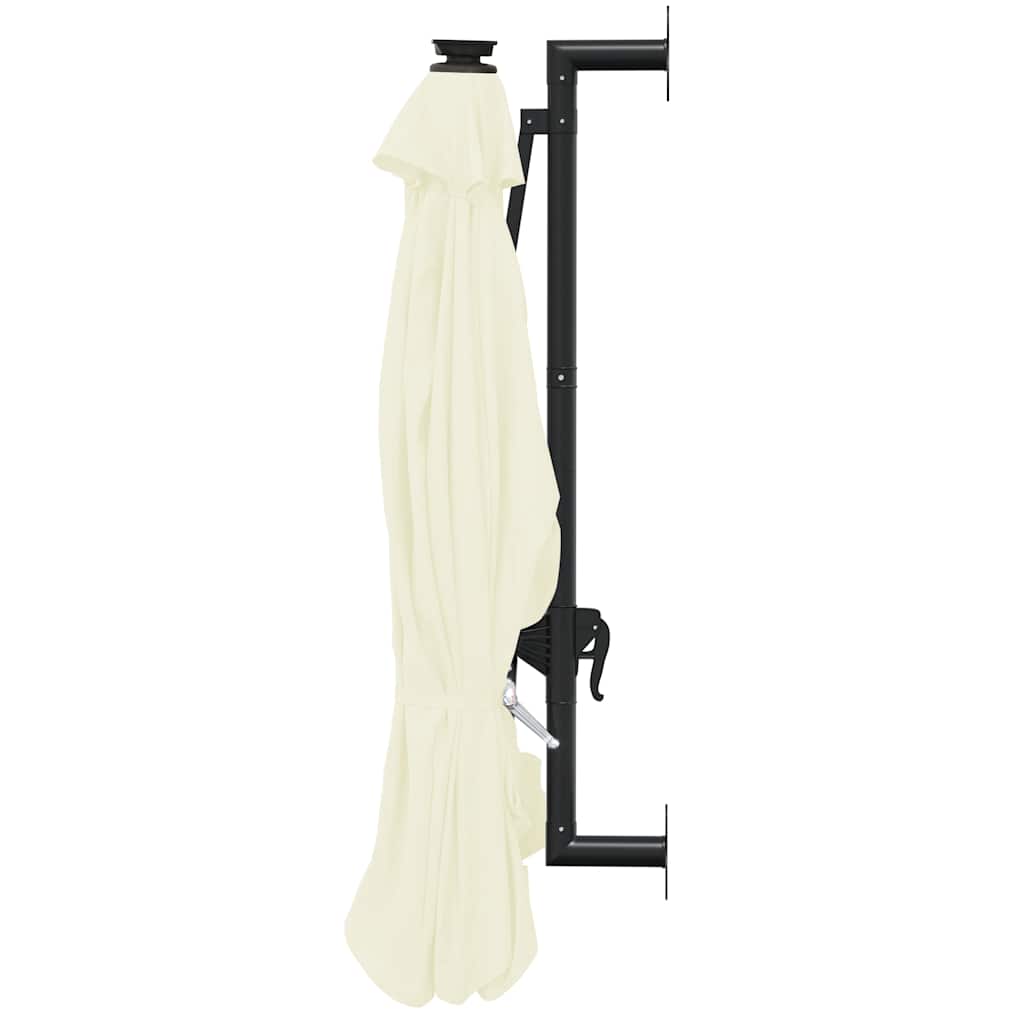 Wall-mounted Garden Parasol with LEDs 300 cm Sand