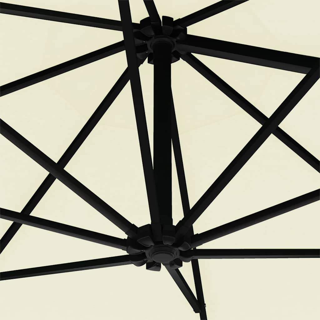Wall-mounted Garden Parasol with LEDs 300 cm Sand