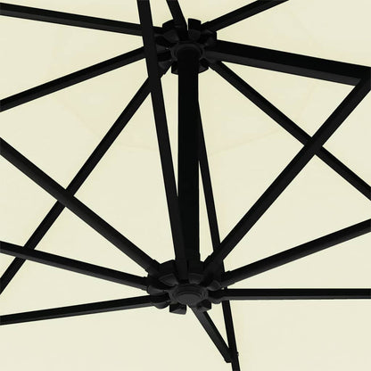 Wall-mounted Garden Parasol with LEDs 300 cm Sand