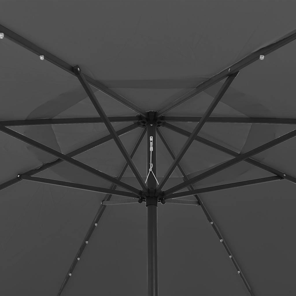 312532 vidaXL Garden Parasol with LED Lights 400 cm Anthracite
