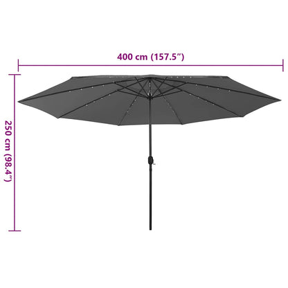 312532 vidaXL Garden Parasol with LED Lights 400 cm Anthracite