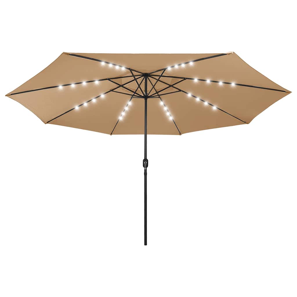 312533 vidaXL Garden Parasol with LED Lights 400 cm Taupe