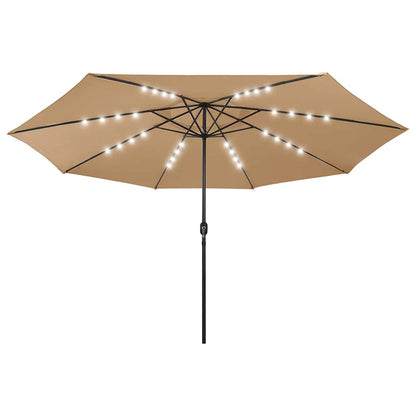 312533 vidaXL Garden Parasol with LED Lights 400 cm Taupe