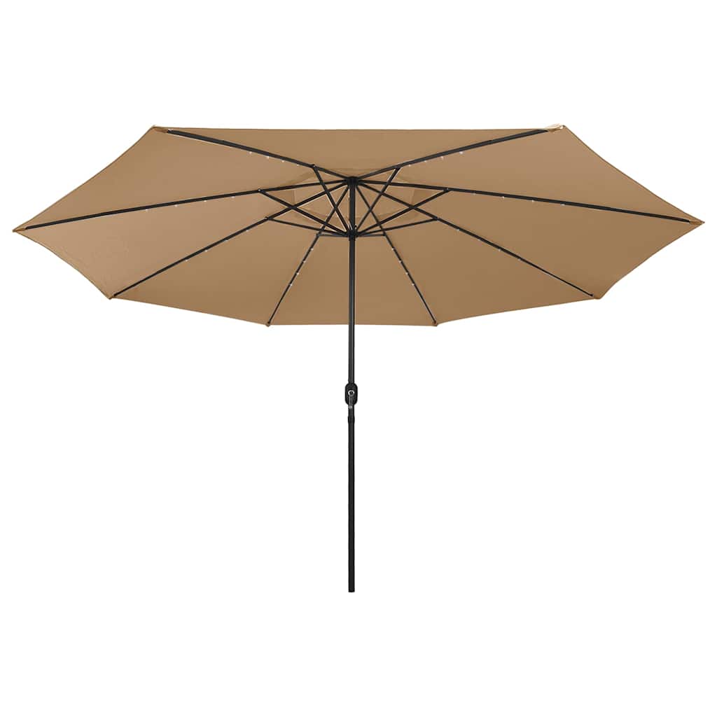 312533 vidaXL Garden Parasol with LED Lights 400 cm Taupe