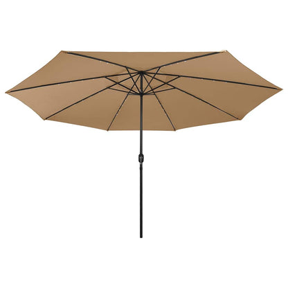 312533 vidaXL Garden Parasol with LED Lights 400 cm Taupe