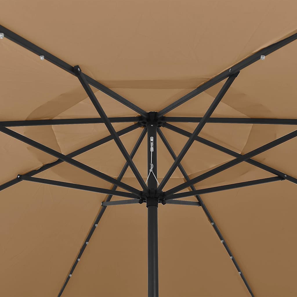 312533 vidaXL Garden Parasol with LED Lights 400 cm Taupe