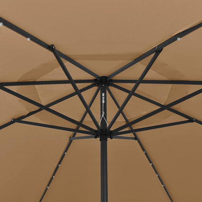 312533 vidaXL Garden Parasol with LED Lights 400 cm Taupe