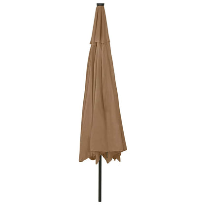 312533 vidaXL Garden Parasol with LED Lights 400 cm Taupe