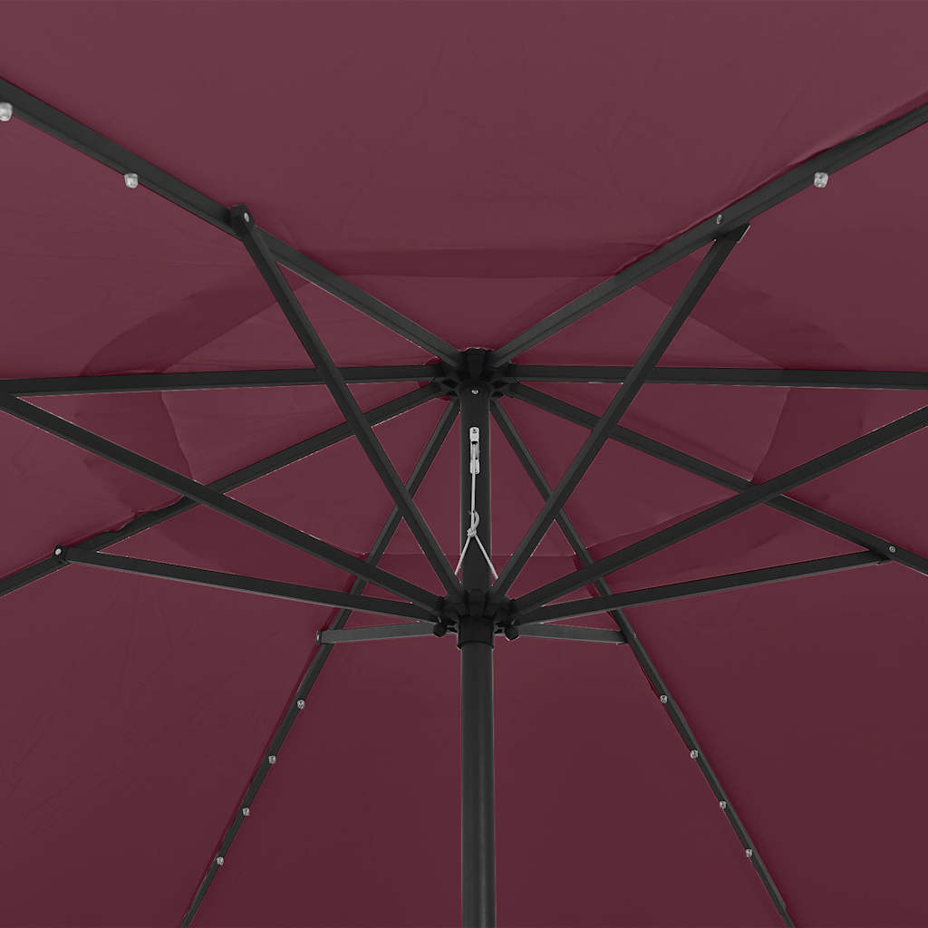 Garden Parasol with LED Lights 400 cm Bordeaux Red