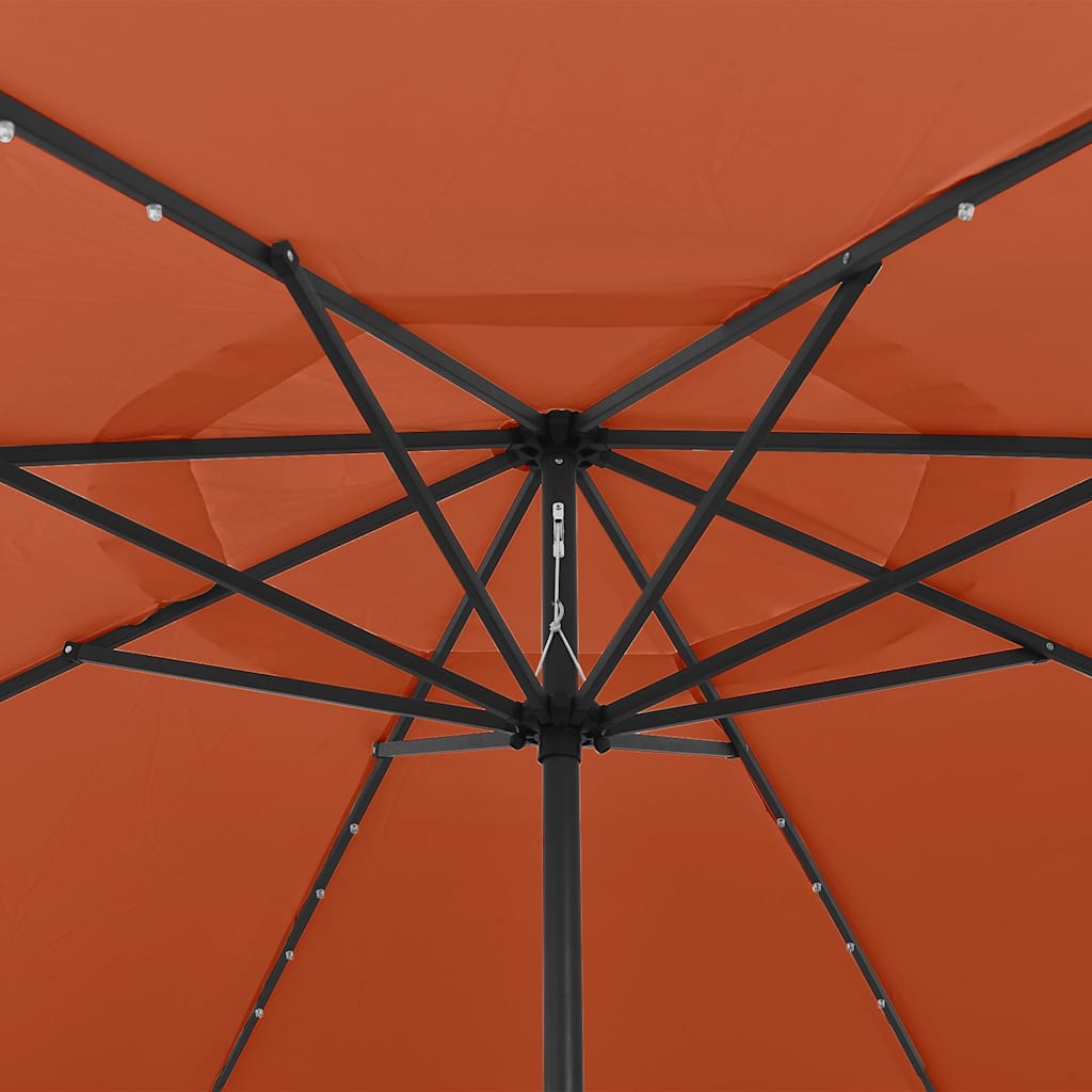 312535 vidaXL Garden Parasol with LED Lights 400 cm Terracotta