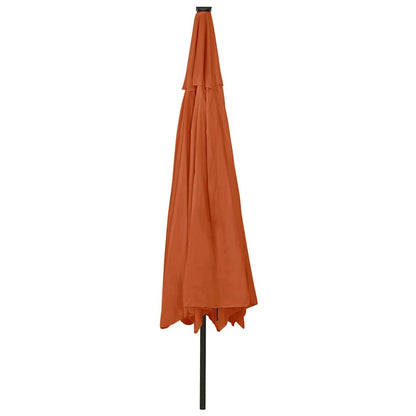 312535 vidaXL Garden Parasol with LED Lights 400 cm Terracotta