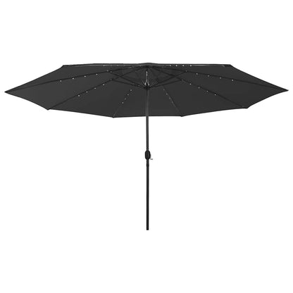 312536 vidaXL Garden Parasol with LED Lights 400 cm Black