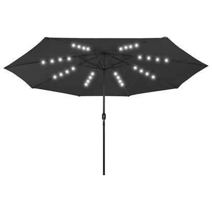 312536 vidaXL Garden Parasol with LED Lights 400 cm Black
