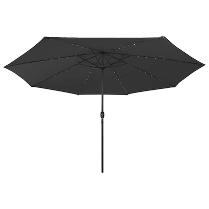 312536 vidaXL Garden Parasol with LED Lights 400 cm Black