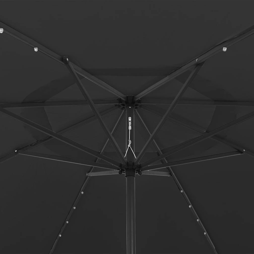 312536 vidaXL Garden Parasol with LED Lights 400 cm Black