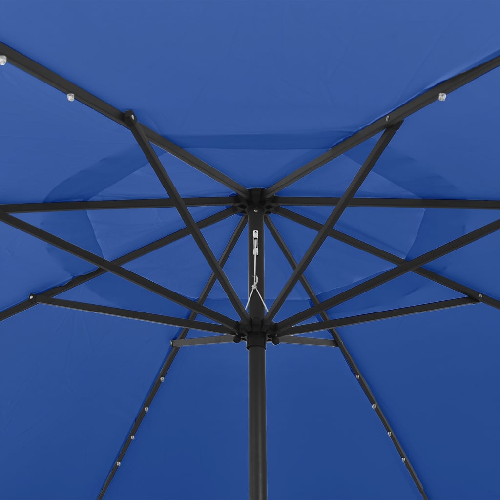 Garden Parasol with LED Lights 400 cm Azure Blue