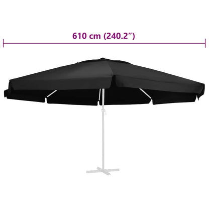 Replacement Fabric for Outdoor Parasol Black 610 cm