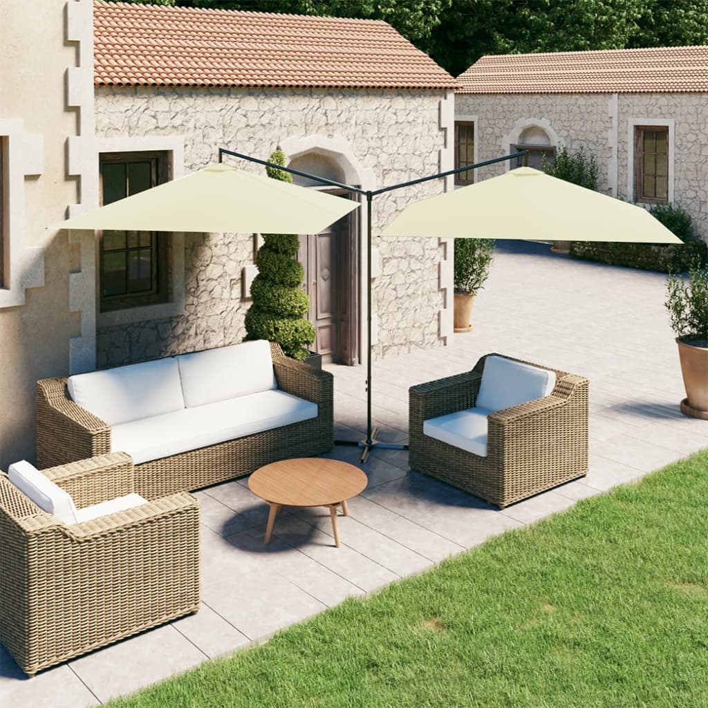 Garden Parasol | Sand | Polyester, Powder-Coated Steel | Double